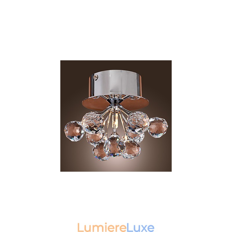 Plafonnier moderne contemporain en métal chromé de style mini cristal