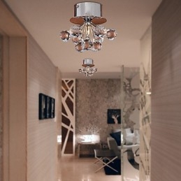 Plafonnier moderne contemporain en métal chromé de style mini cristal