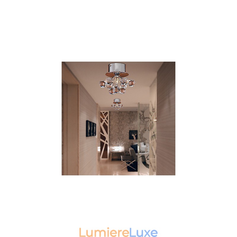 Plafonnier moderne contemporain en métal chromé de style mini cristal