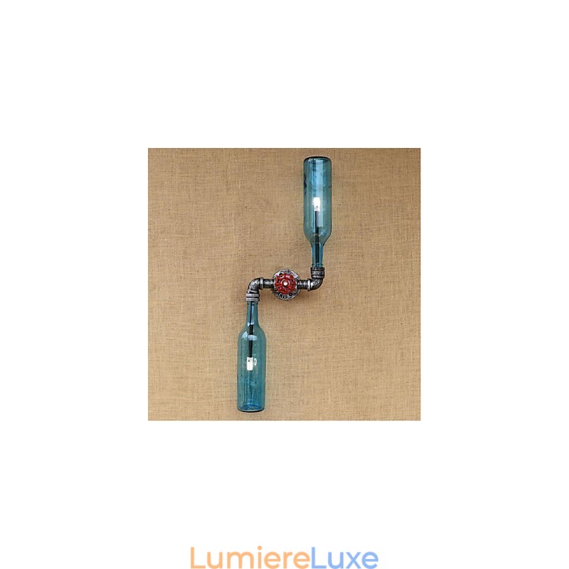Applique murale rustique en laiton pour éclairage d'ambiance, applique murale bleue