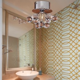 Plafonnier moderne contemporain en métal chromé de style mini cristal