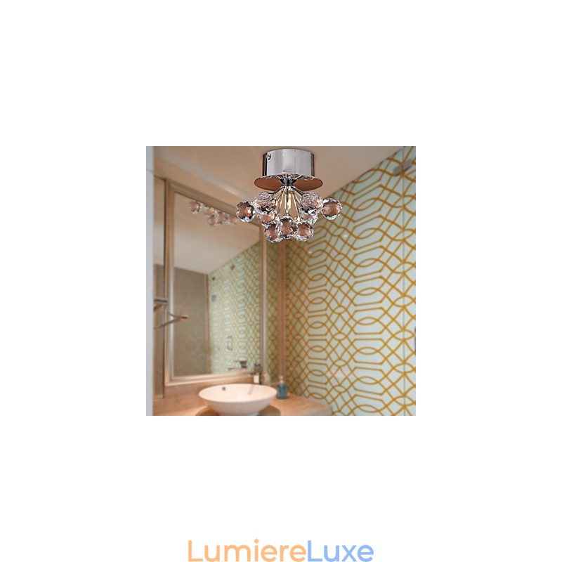 Plafonnier moderne contemporain en métal chromé de style mini cristal