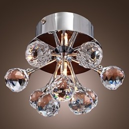 Plafonnier moderne contemporain en métal chromé de style mini cristal