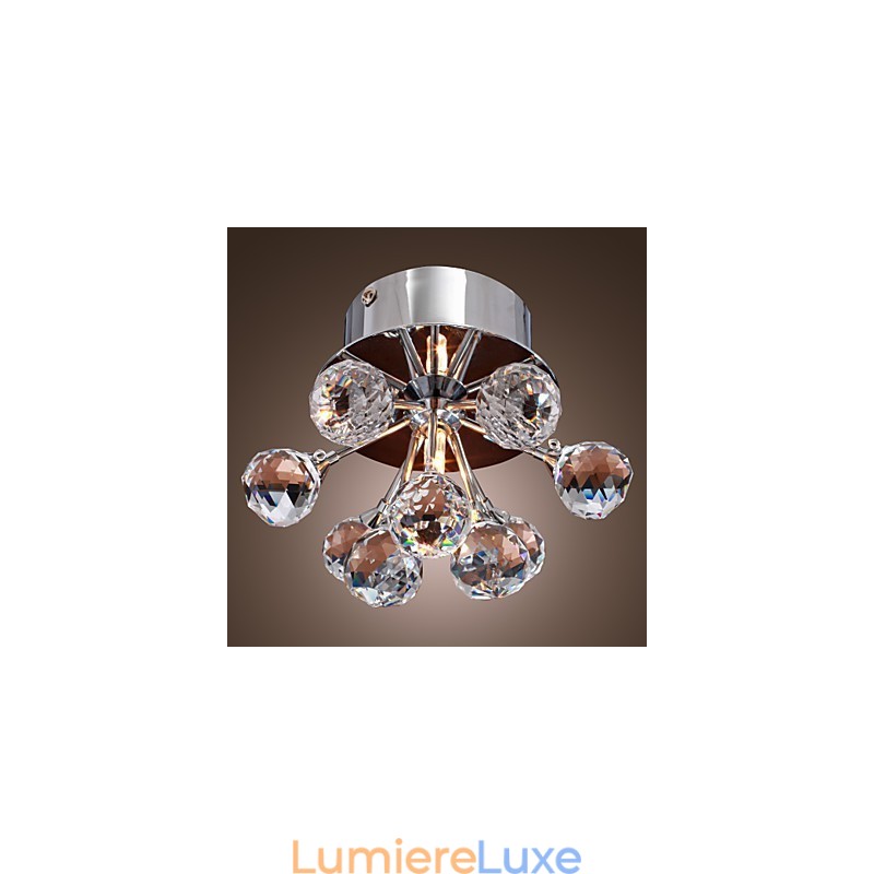 Plafonnier moderne contemporain en métal chromé de style mini cristal