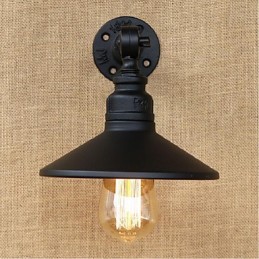 Applique murale style industriel nordique en forme de tuyau d'eau, noire