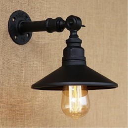 Applique murale style industriel nordique en forme de tuyau d'eau, noire