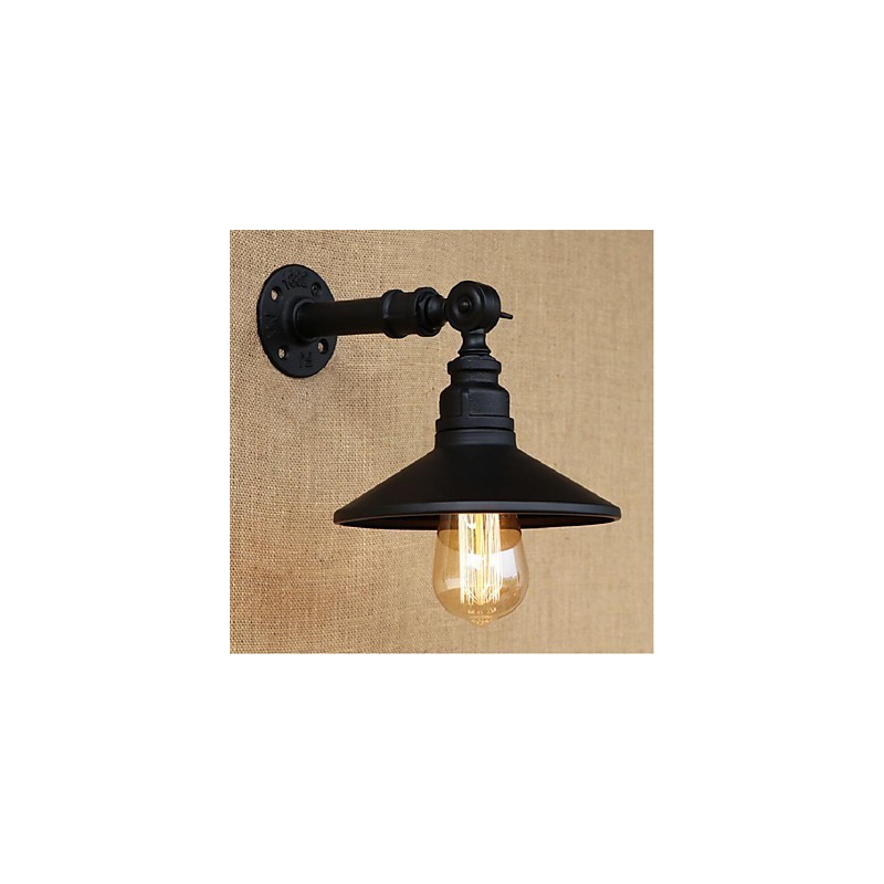 Applique murale style industriel nordique en forme de tuyau d'eau, noire