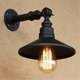 Applique murale style industriel nordique en forme de tuyau d'eau, noire