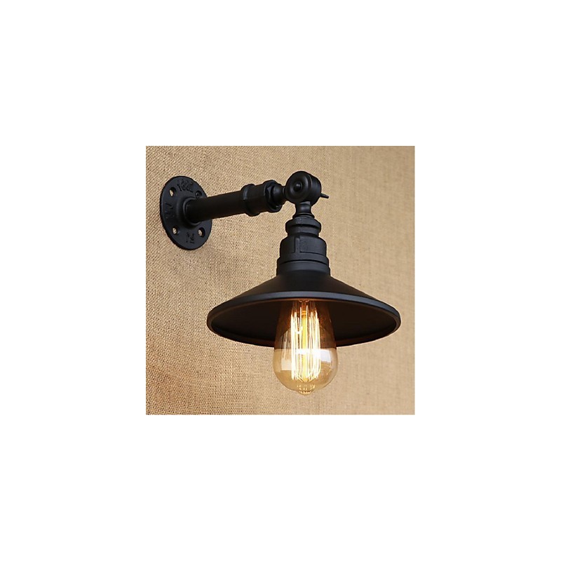 Applique murale style industriel nordique en forme de tuyau d'eau, noire