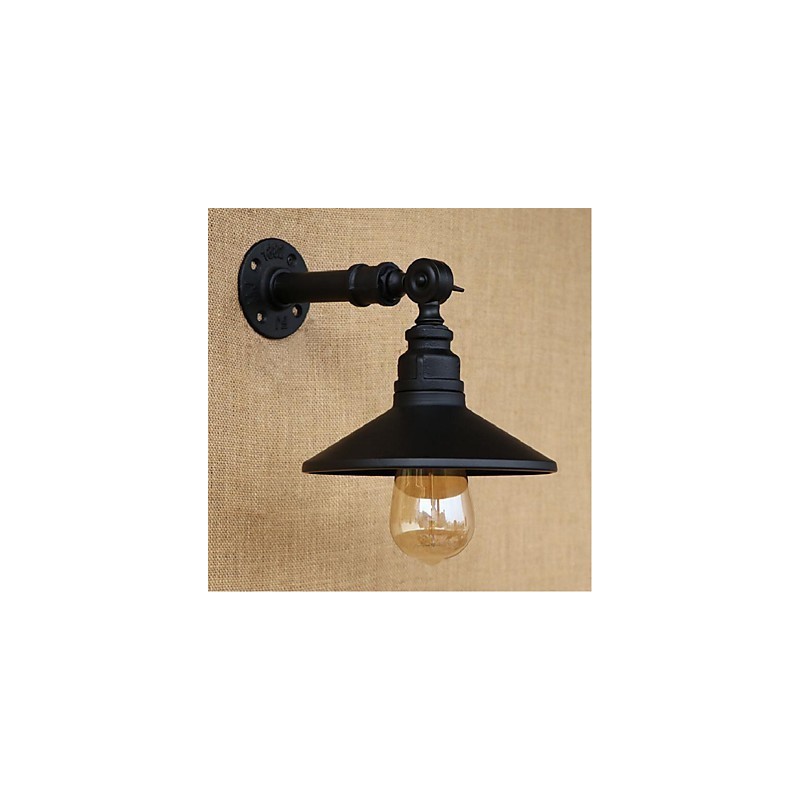 Applique murale style industriel nordique en forme de tuyau d'eau, noire