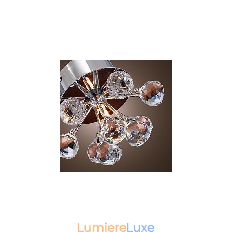 Plafonnier moderne contemporain en métal chromé de style mini cristal