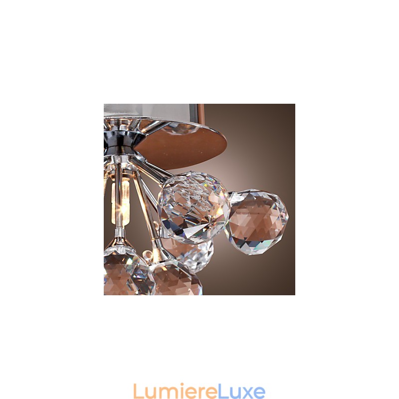 Plafonnier moderne contemporain en métal chromé de style mini cristal
