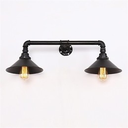 Applique murale industrielle vintage en métal noir, luminaire décoratif pour restaurant, café, bar, avec 2 ampoules peintes