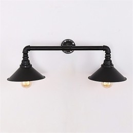 Applique murale industrielle vintage en métal noir, luminaire décoratif pour restaurant, café, bar, avec 2 ampoules peintes