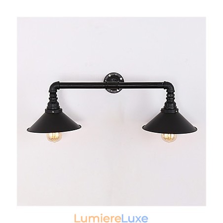 Applique murale rétro industrielle à 2 têtes, style loft simple, en métal noir, pour salle à manger, cuisine, bar, café, décoration Applique murale rétro industrielle à 2 têtes, style loft simple, en métal noir, pour salle à manger, cuisine, bar, café, décoration