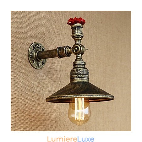 Lampe murale décorative à tête unique pour restaurant rétro Edison avec tuyaux industriels Lampe murale décorative à tête unique pour restaurant rétro Edison avec tuyaux industriels