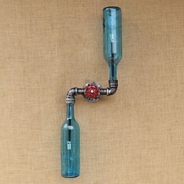 Loft en fer forgé The Bottle Pipe Lampe murale en forme de bouteille Étagère