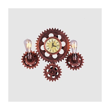 Appliques murales industrielles vintage en bois en forme d'engrenage, lumières rotatives créatives pour restaurant, café, bar, décoration Appliques murales industrielles vintage en bois en forme d'engrenage, lumières rotatives créatives pour restaurant, café, bar, décoration