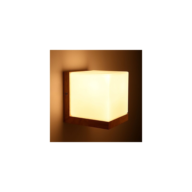 Appliques murales en bois avec abat-jour en verre 110 V ou 220 V, style country