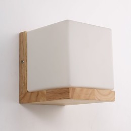 Appliques murales en bois avec abat-jour en verre 110 V ou 220 V, style country