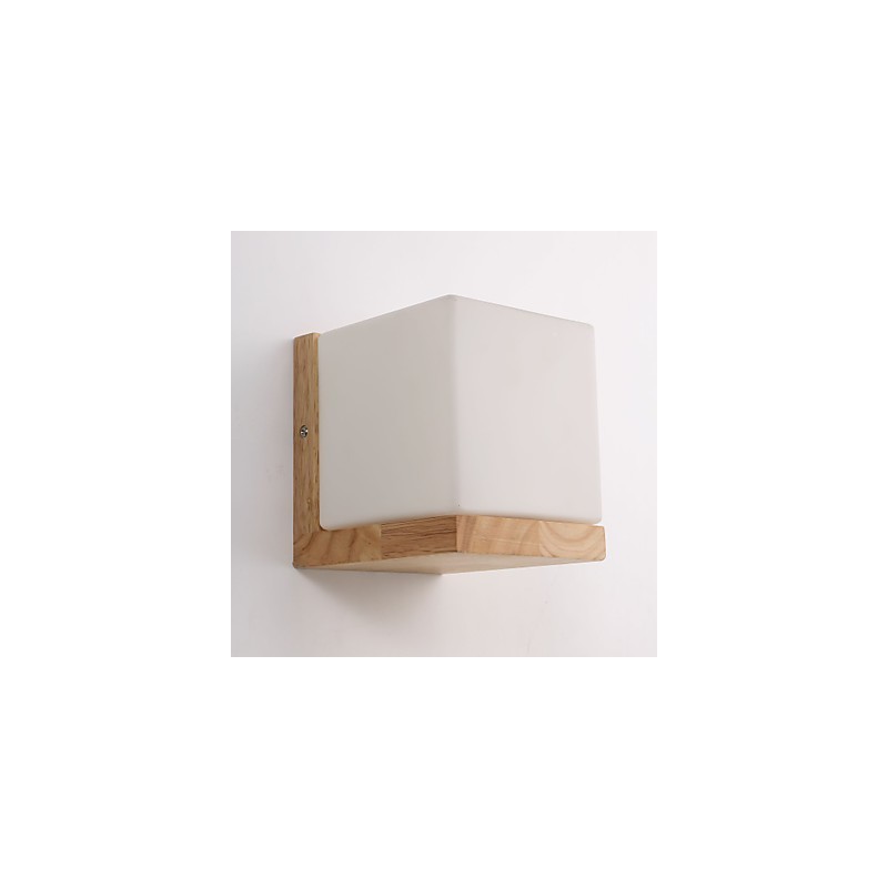 Appliques murales en bois avec abat-jour en verre 110 V ou 220 V, style country