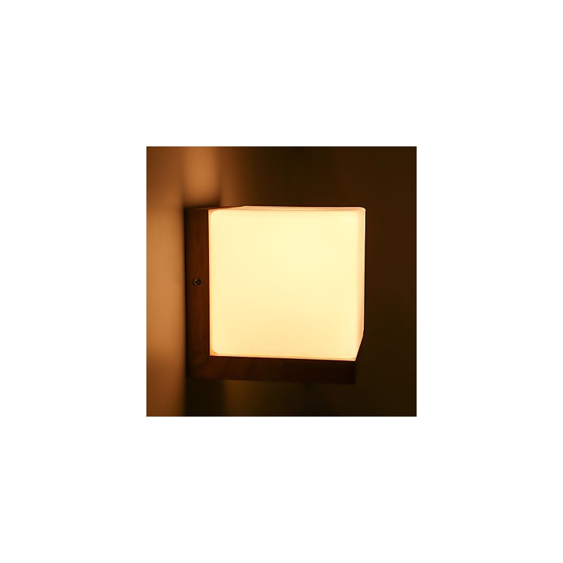 Appliques murales en bois avec abat-jour en verre 110 V ou 220 V, style country