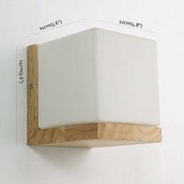 Appliques murales en bois avec abat-jour en verre 110 V ou 220 V, style country