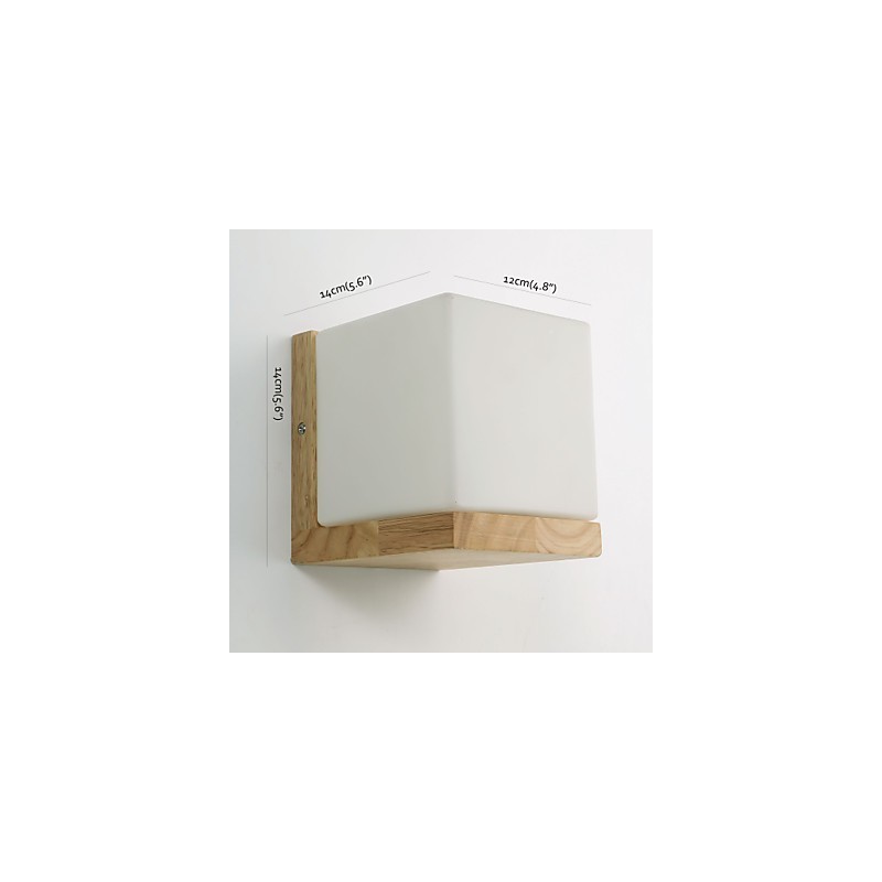 Appliques murales en bois avec abat-jour en verre 110 V ou 220 V, style country