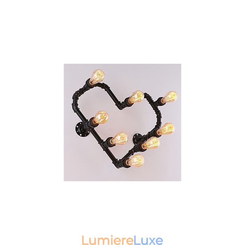 Applique murale créative en forme de pipe à eau vintage, design cœur aimanté, luminaire décoratif d'intérieur, idéal pour un salon, un restaurant, un bar ou un café