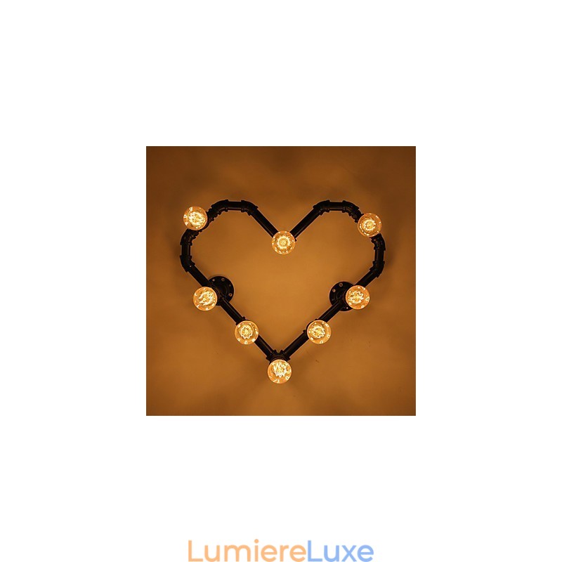 Applique murale créative en forme de pipe à eau vintage, design cœur aimanté, luminaire décoratif d'intérieur, idéal pour un salon, un restaurant, un bar ou un café