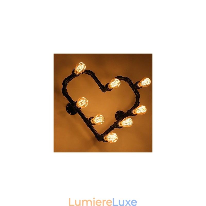 Applique murale créative en forme de pipe à eau vintage, design cœur aimanté, luminaire décoratif d'intérieur, idéal pour un salon, un restaurant, un bar ou un café
