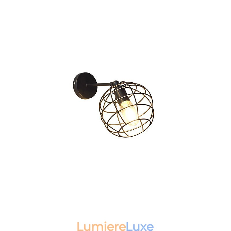 Lampe murale ronde creuse en fer, style américain, style sabre laser, style américain
