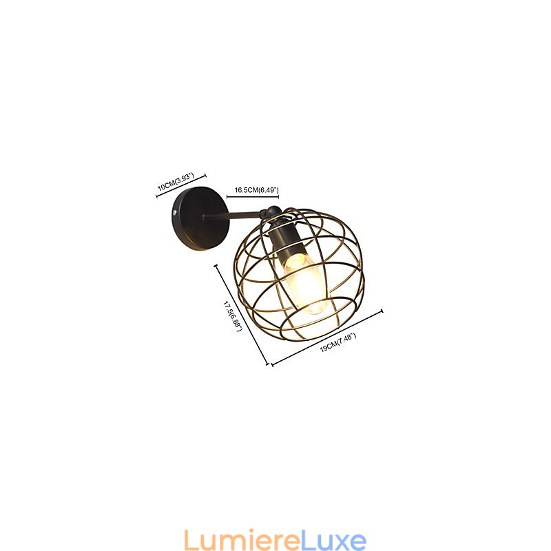 Lampe murale ronde creuse en fer, style américain, style sabre laser, style américain