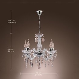 Plafonnier chromé Upligh, lampe bougie, luminaire acrylique, lustre suspendu