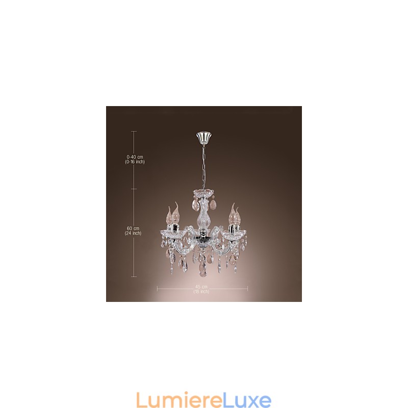 Plafonnier chromé Upligh, lampe bougie, luminaire acrylique, lustre suspendu