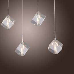 Suspension moderne contemporaine en cristal chromé pour îlot