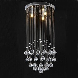 Plafonnier traditionnel classique en métal chromé et cristal