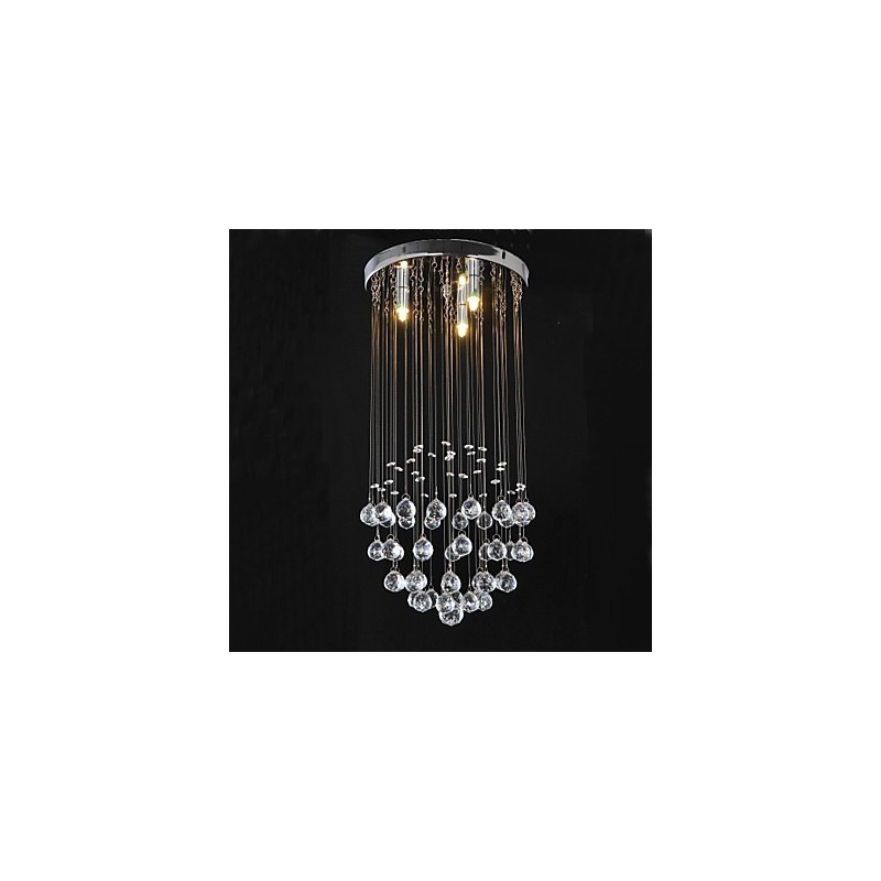 Plafonnier traditionnel classique en métal chromé et cristal