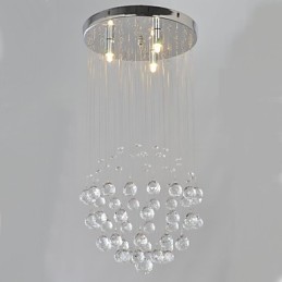 Plafonnier traditionnel classique en métal chromé et cristal