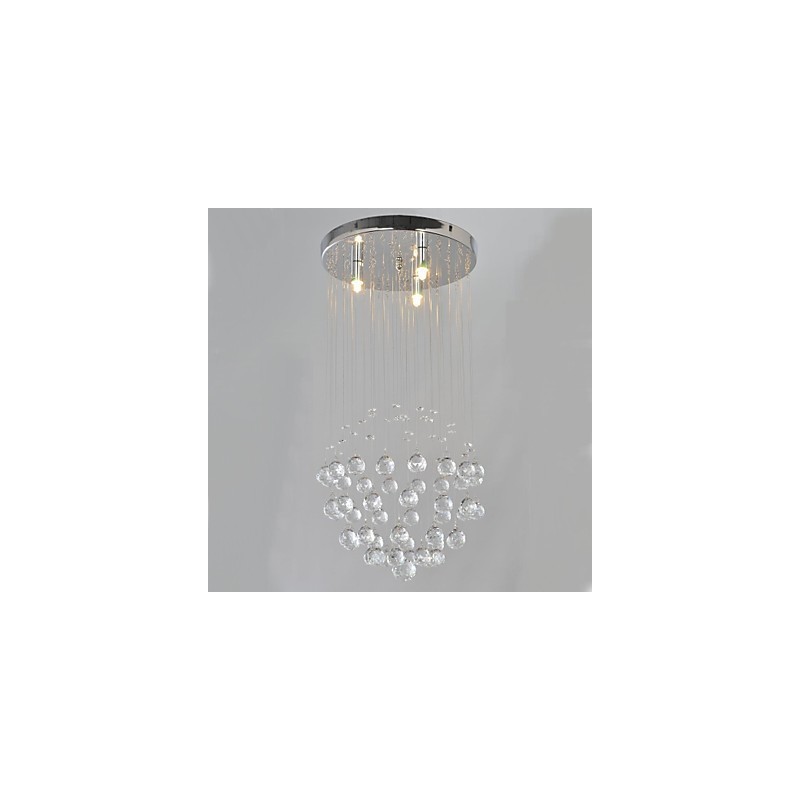 Plafonnier traditionnel classique en métal chromé et cristal