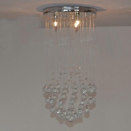 Plafonnier traditionnel classique en métal chromé et cristal