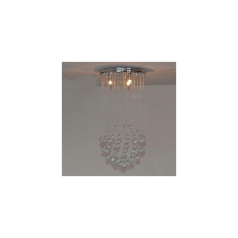 Plafonnier traditionnel classique en métal chromé et cristal