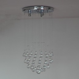 Plafonnier traditionnel classique en métal chromé et cristal