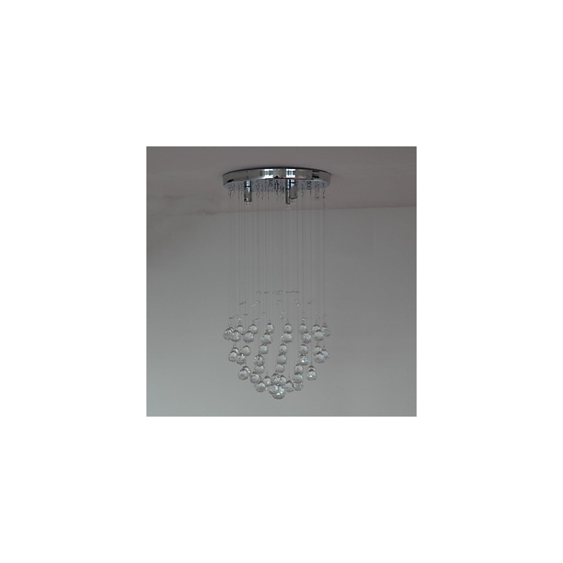 Plafonnier traditionnel classique en métal chromé et cristal