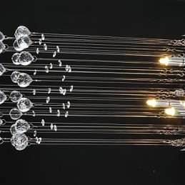Plafonnier traditionnel classique en métal chromé et cristal