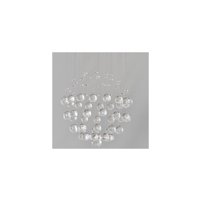 Plafonnier traditionnel classique en métal chromé et cristal
