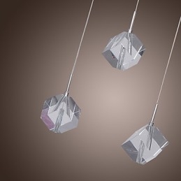 Suspension moderne contemporaine en cristal chromé pour îlot