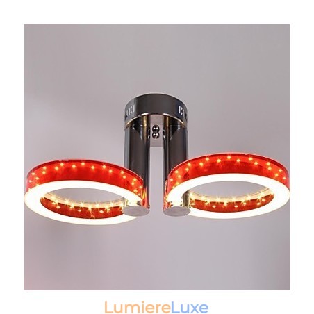 Lustre en acrylique blanc chaud rouge à 2 lumières Lustre en acrylique blanc chaud rouge à 2 lumières