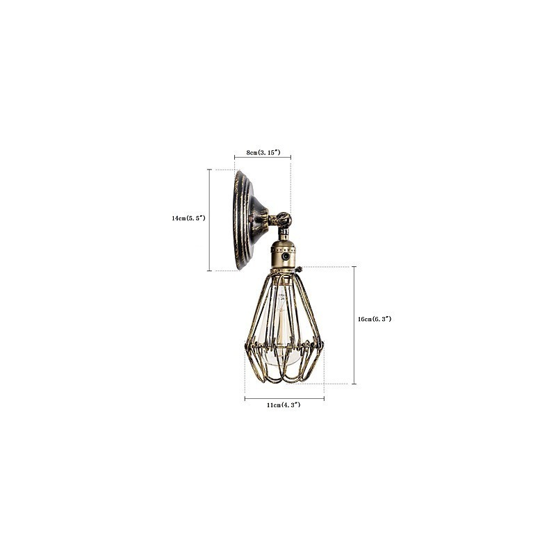 Appliques murales vintage d'intérieur à angle réglable en métal, lampe murale rétro à cage métallique