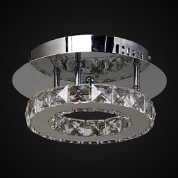 Plafonnier moderne contemporain en métal chromé et cristal